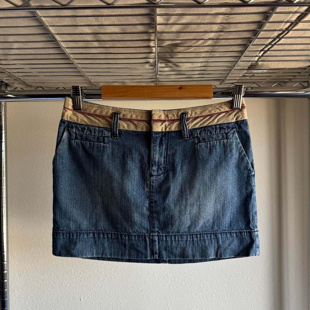 Vintage American Eagle Denim Mini Skirt Medium Wash Low Rise Size 0 XS Blue